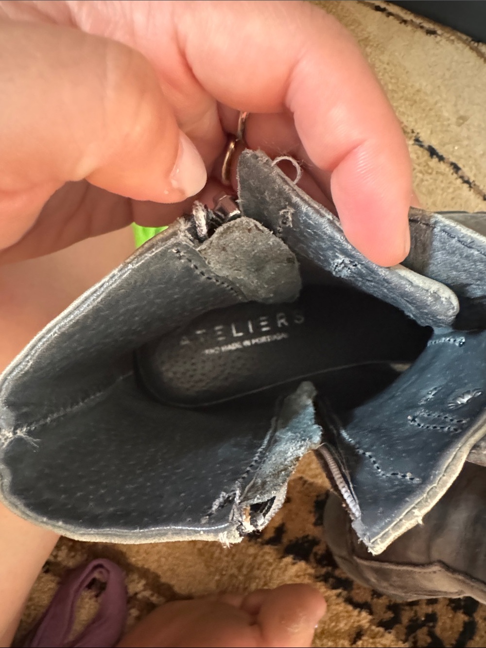 Women's Gray Lace-Up Ankle Boots with Stud Button Detailing - Picture 2 of 10